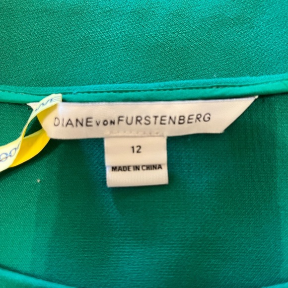 Diane Von Furstenberg DVF Dayna Fit and Flare Midi Dress in Green Size 12 EUC - Picture 9 of 15